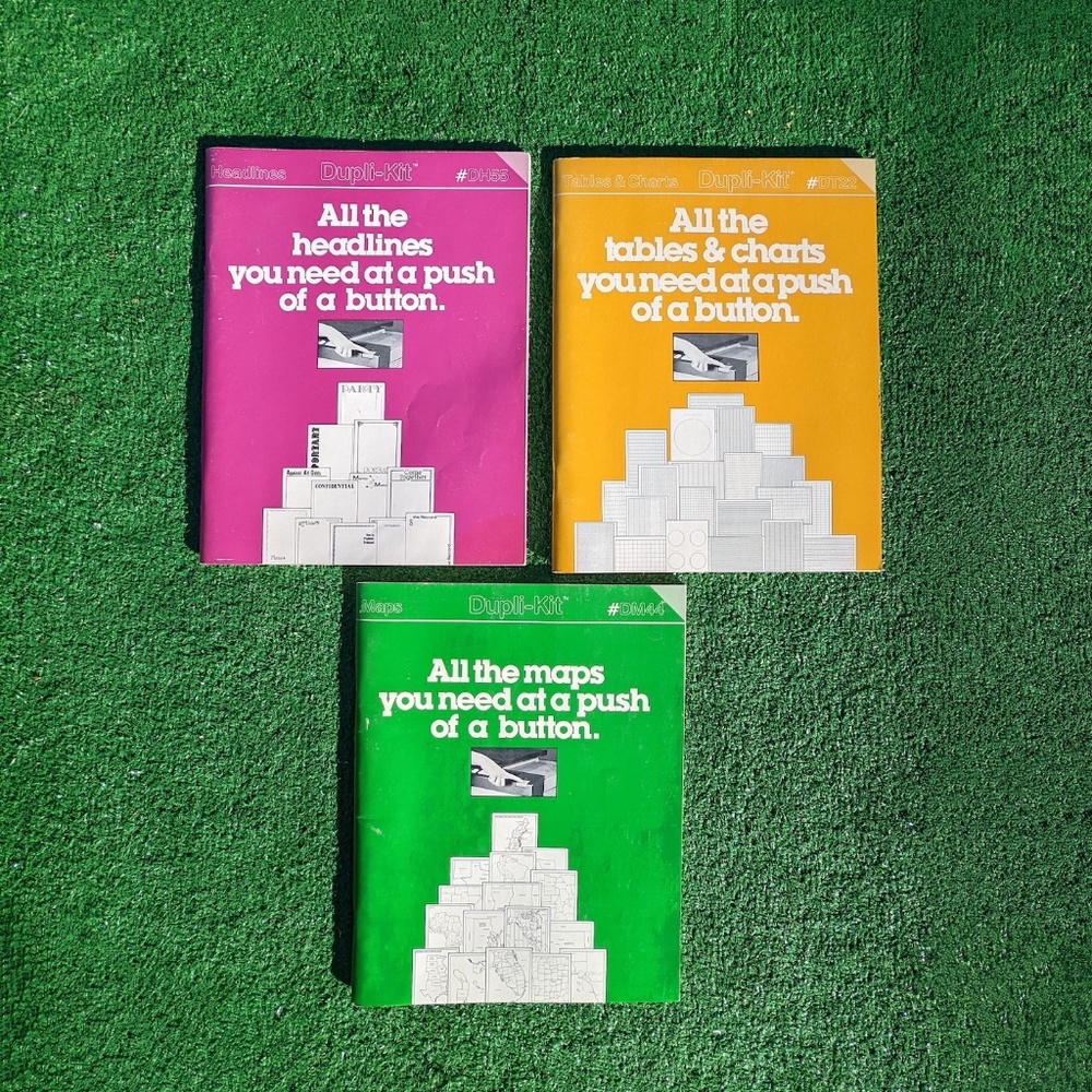 3 Office Copy Dupli-Kit Maps/Tables & Charts/Headlines Template Reference Books